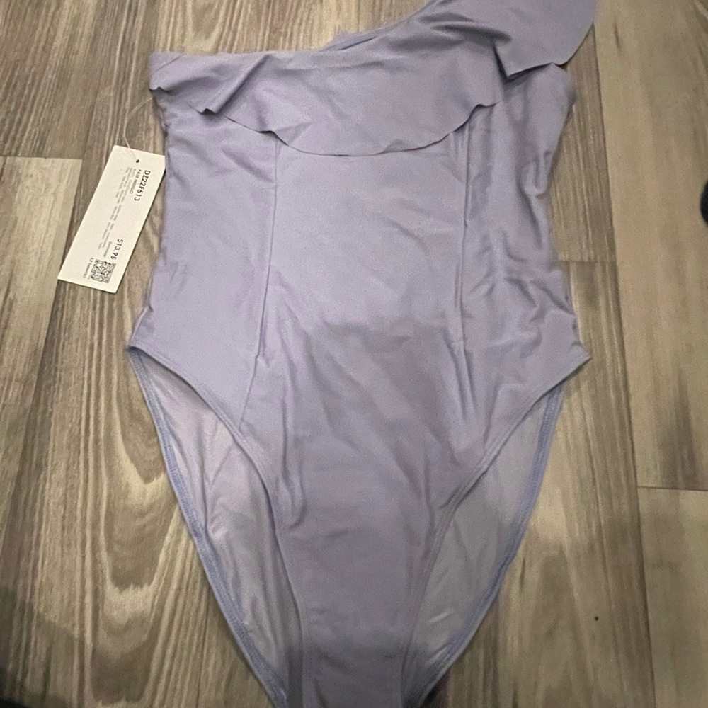 Lavender One-Shoulder Swimsuit